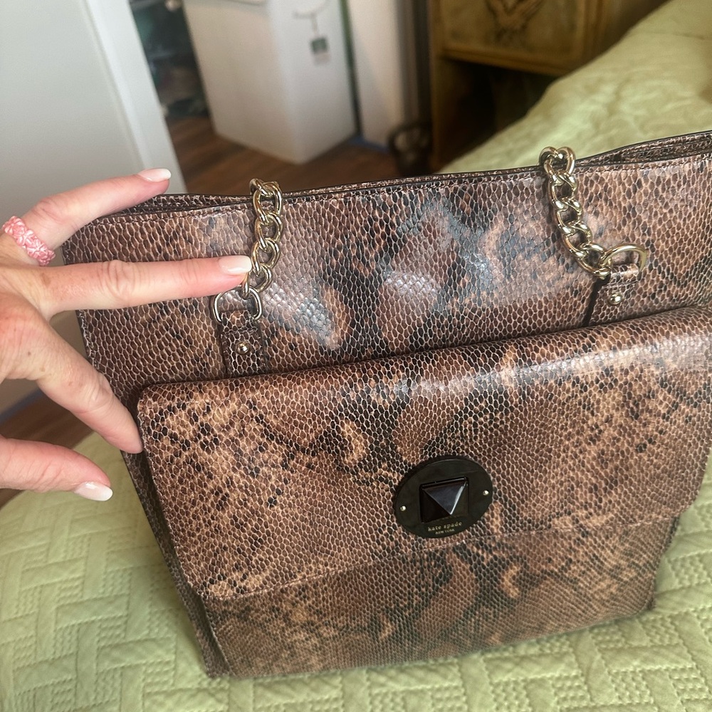 Kate Spade PXRU 3706 denee leather bag. Snakeskin effect leather Kate Spade tote - Picture 15 of 16